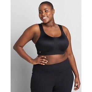 NWT Cacique 48D LIVI High-Impact Wicking Sport Bra Black Support Workout